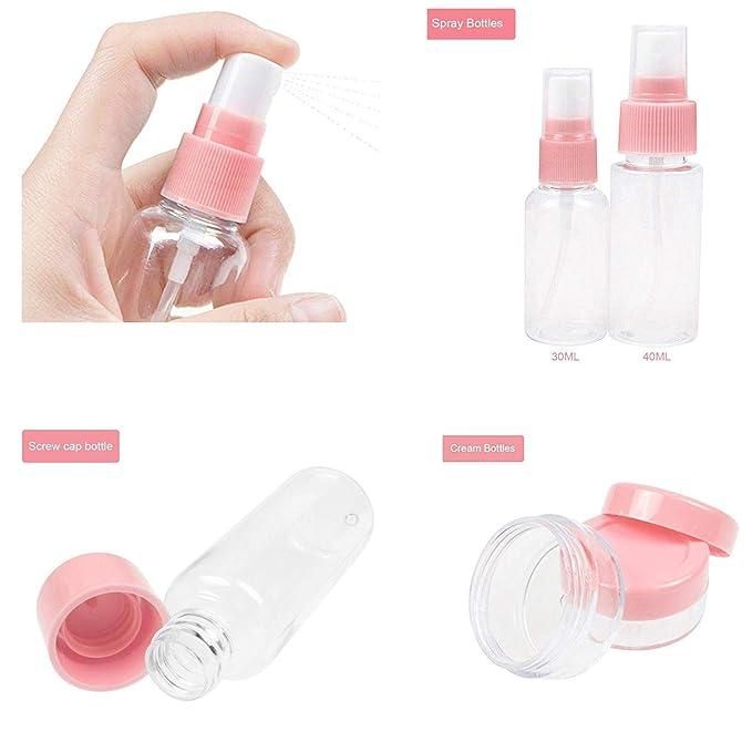 Portable Travel Cosmetics Bottles Plastic Pressing Spray Bottle for Makeup (Pack of 7)